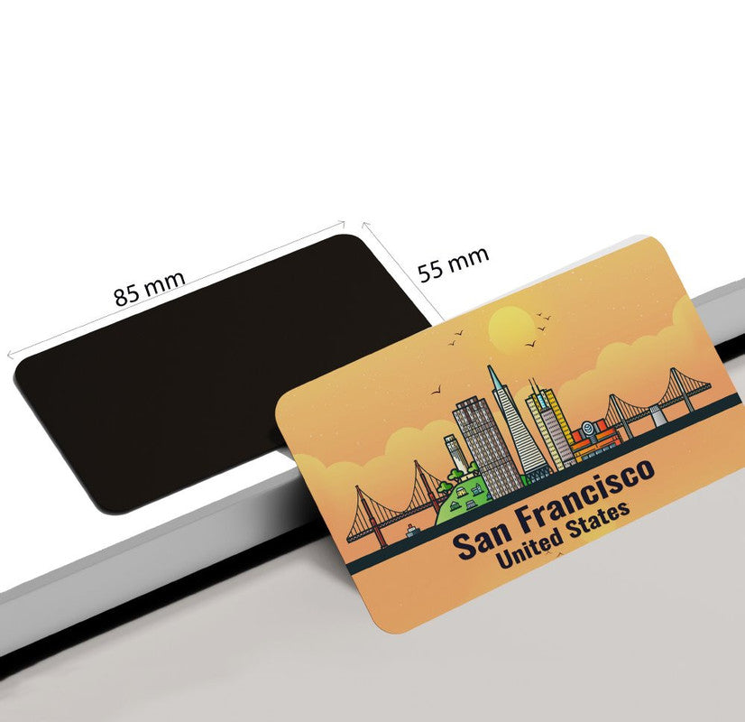 dhcrafts Rectangular Rubber Fridge Magnet / Magnetic Card Orange United States San Francisco Design Pack of 1 (8.6cm x 5.4cm)
